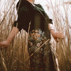 Midi Pencil Skirt with Flower Prints